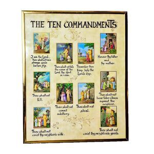 The Ten Commandments Wall Hanging Plaque Christian Art 10 X 8 Inspirational God
